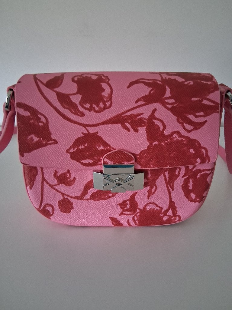Benetton roze tasje met rode bloemenprint *NIEUW*, Ophalen, Nieuw, Roze, Schoudertasje