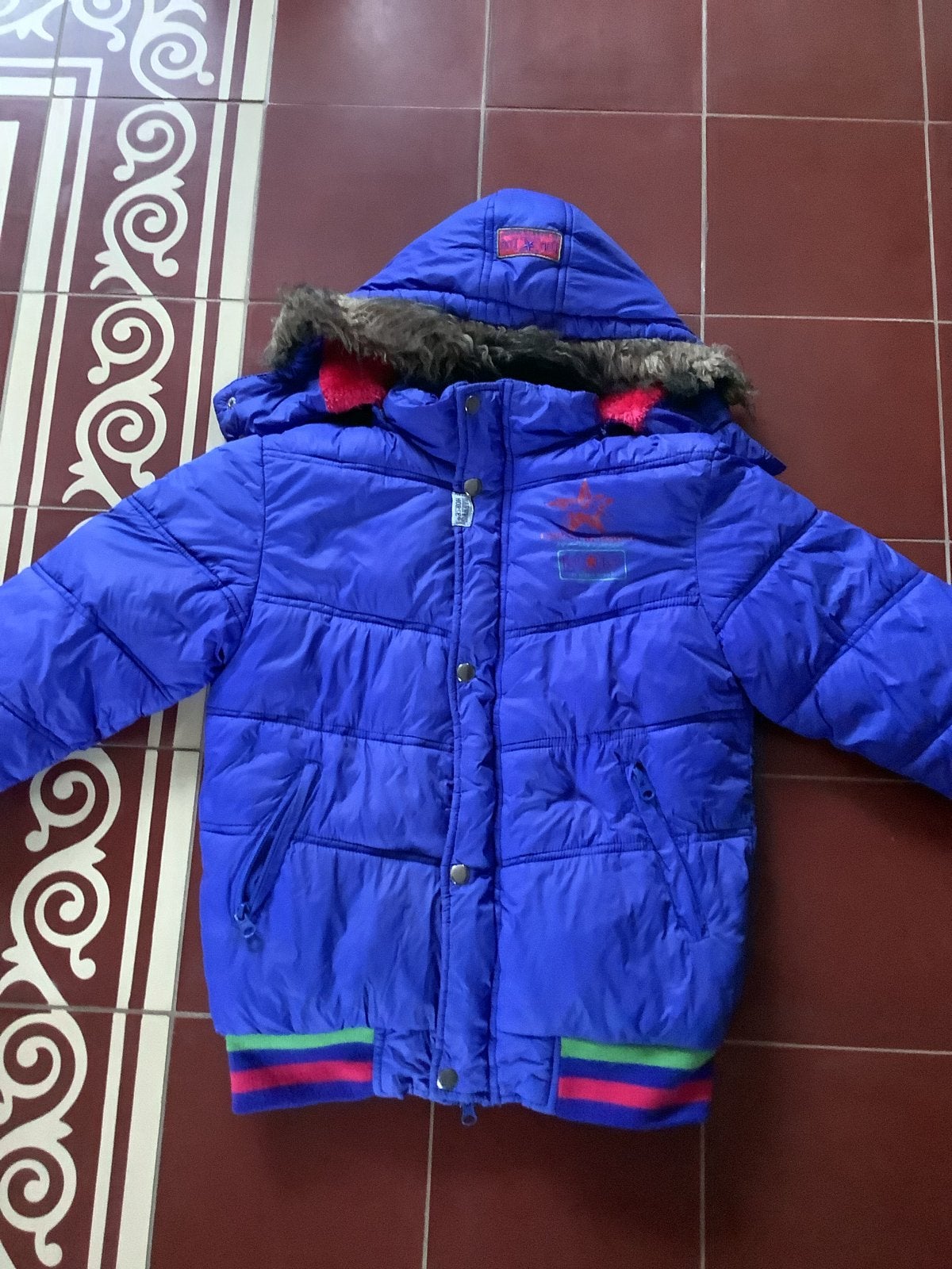 Warme blauwe winterjas voor kinderen - Maat 164, Dieren en Toebehoren, Paardrijkleding, Ophalen of Verzenden, Gebruikt, Kinderen