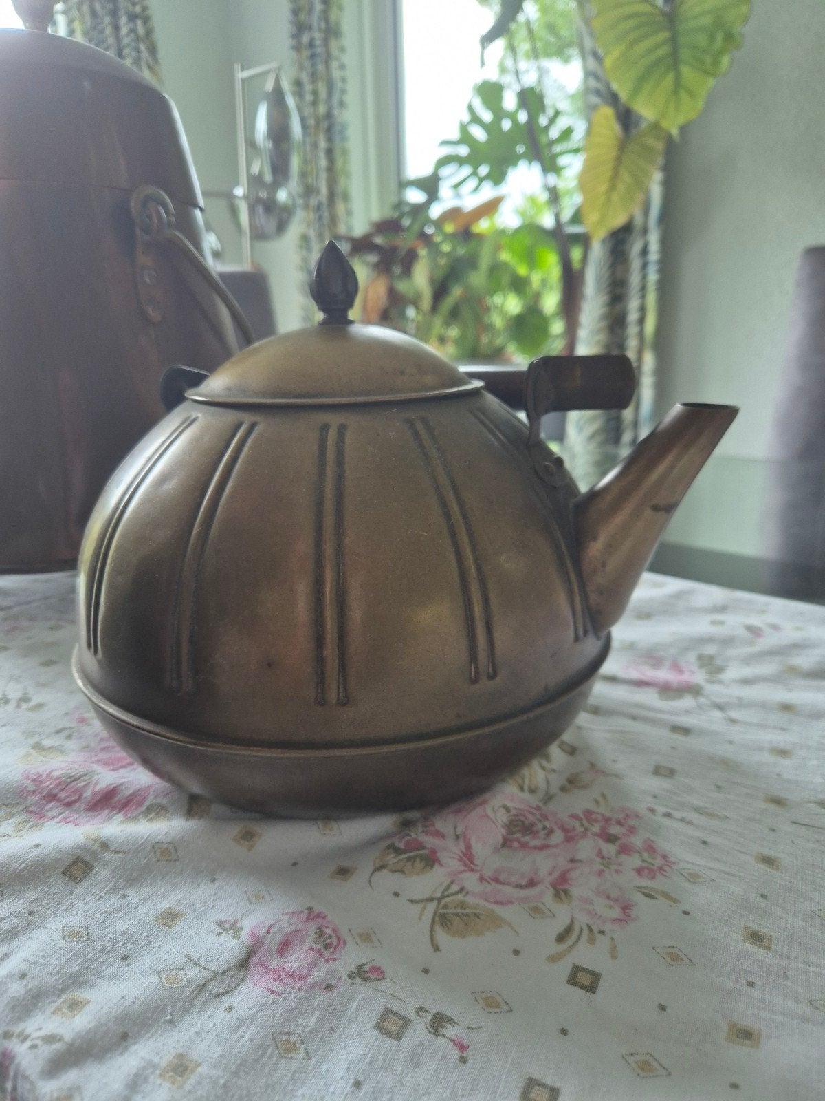 Antieke koperen theepot en waterkoker set, Ophalen
