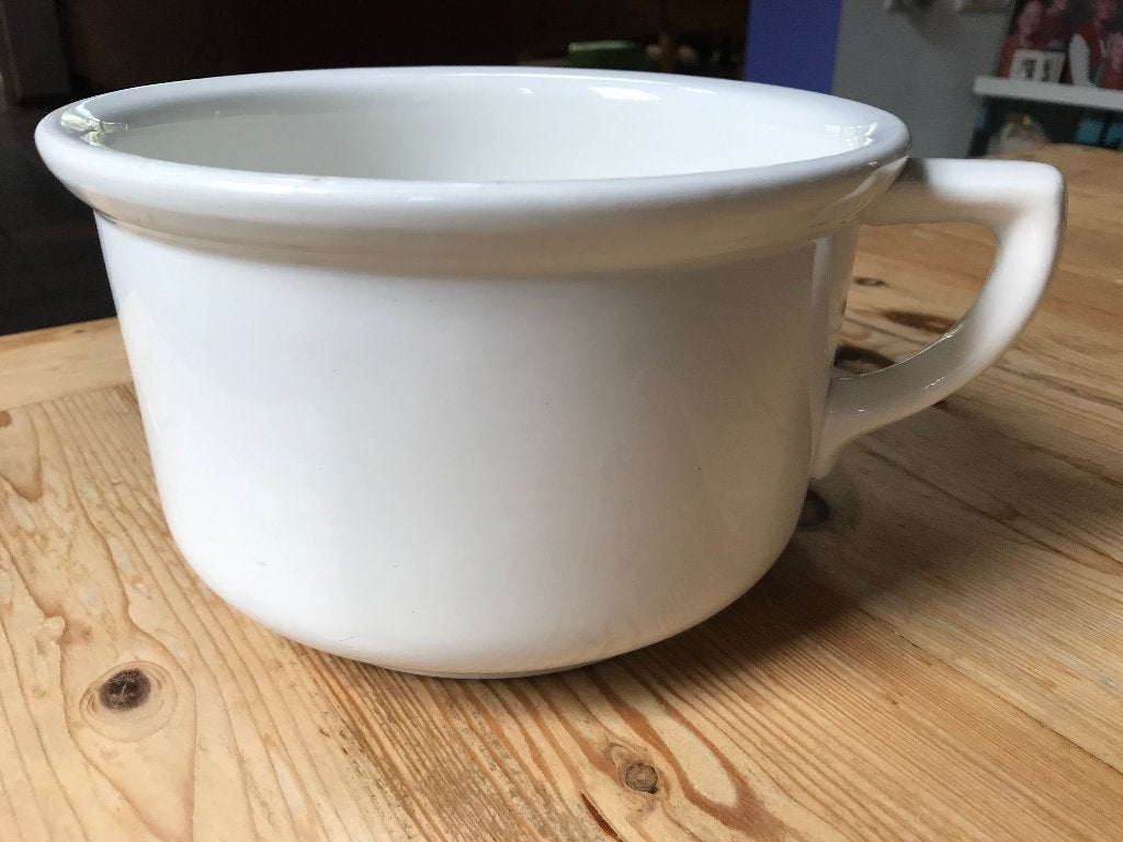 Antieke cremewitte bloempot met handvat, Ophalen of Verzenden