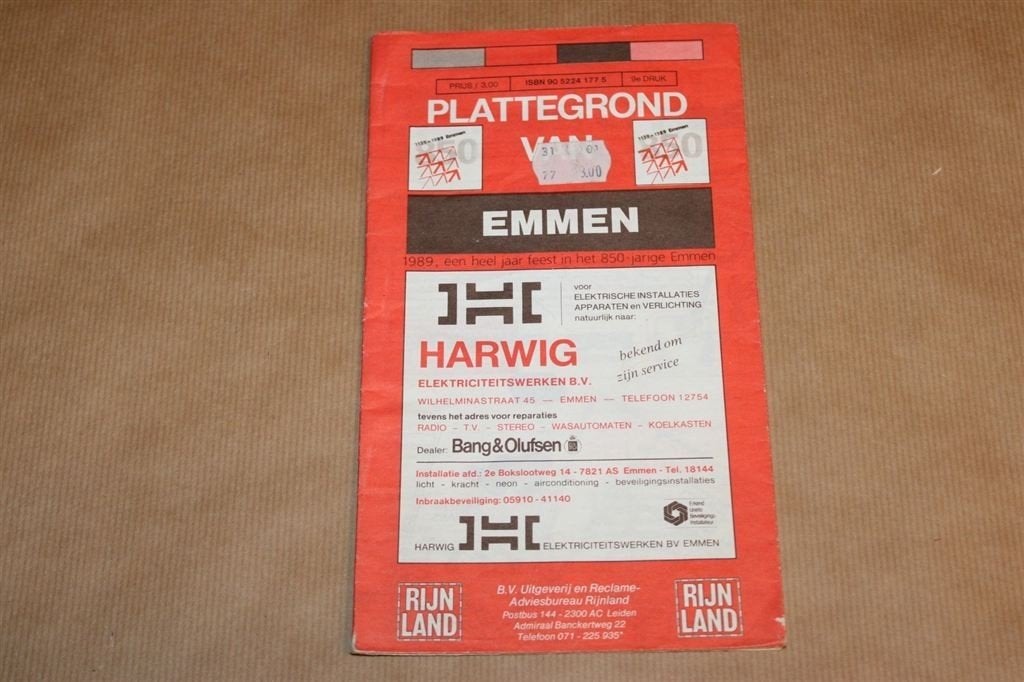 Plattegrond van Emmen - 1989, Ophalen of Verzenden, 1800 tot 2000, Nederland, Landkaart