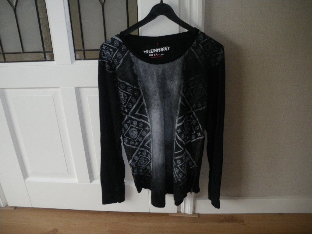 nieuw zwart najaars shirt mooie print trueprodigy medium, Ophalen of Verzenden, Nieuw, Maat 48/50 (M), Zwart