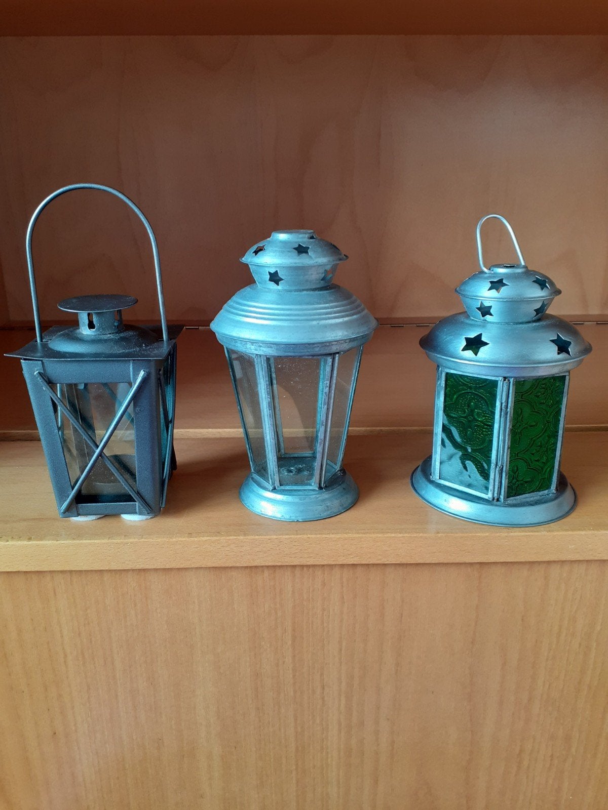 Set van 3 decoratieve lantaarns, Gebruikt, Overige stijlen, Ophalen of Verzenden, Metaal