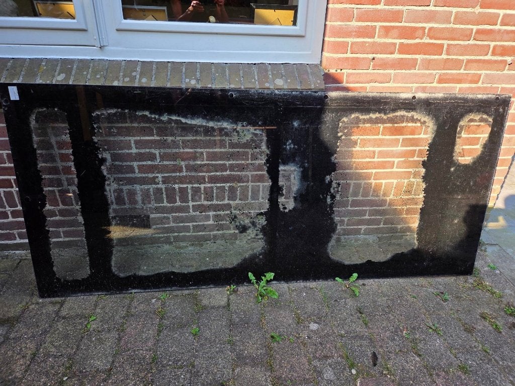 GRATIS gehard glazen tafelblad – 220  95 cm, Ophalen, Gebruikt, Rechthoekig, Hout