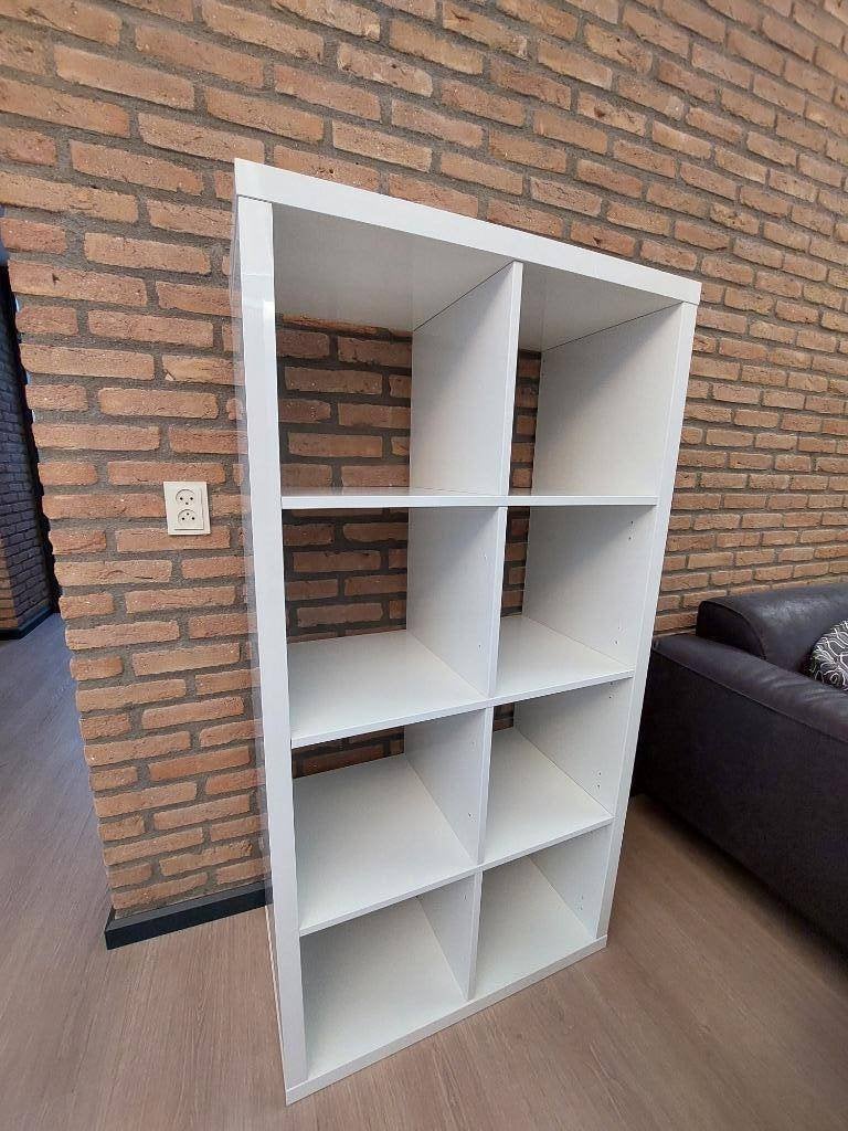 Kallax 8 vakken kast, wit, wand/roomdivider, e.v.t bezorgen?, Ophalen, Met plank(en), Gebruikt, 100 tot 150 cm