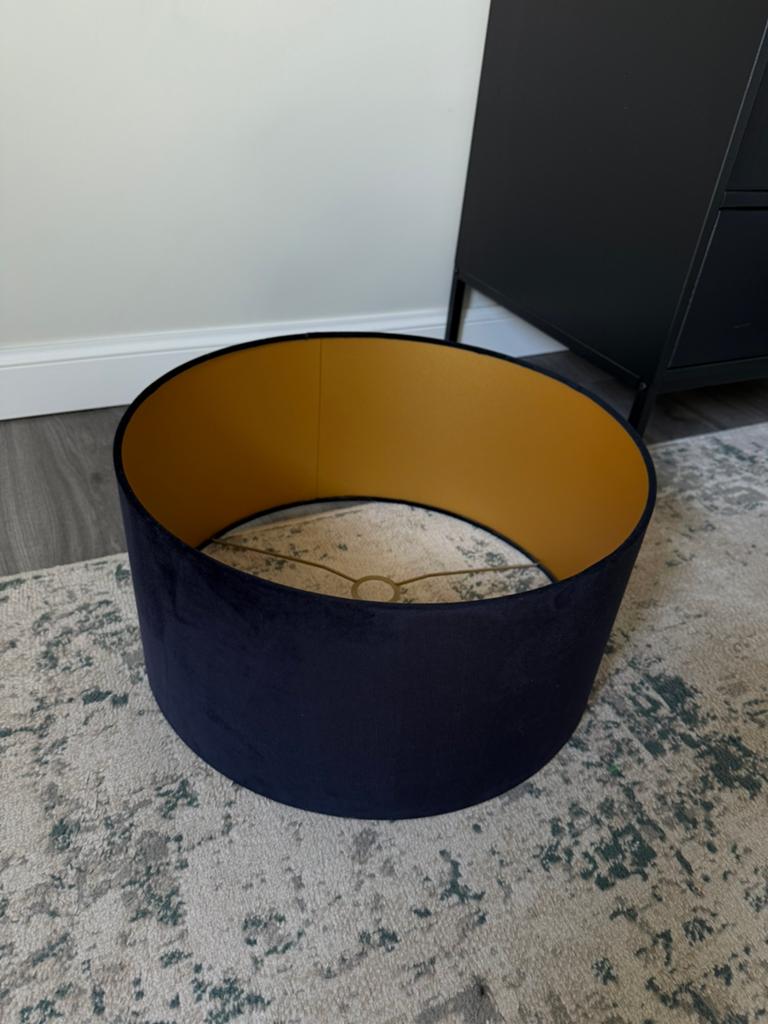 Lampenkap 50cm zwart met goud, Ophalen, Zo goed als nieuw, Zwart, Rond