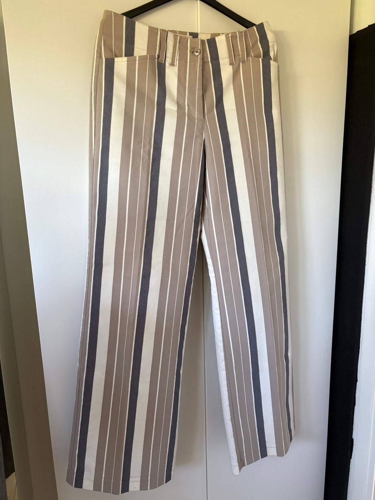 Beachy strand zomerbroek zand/blauw zgn M 38 str. wijde pijp, Maat 38/40 (M), Blauw, Ophalen of Verzenden, Zo goed als nieuw