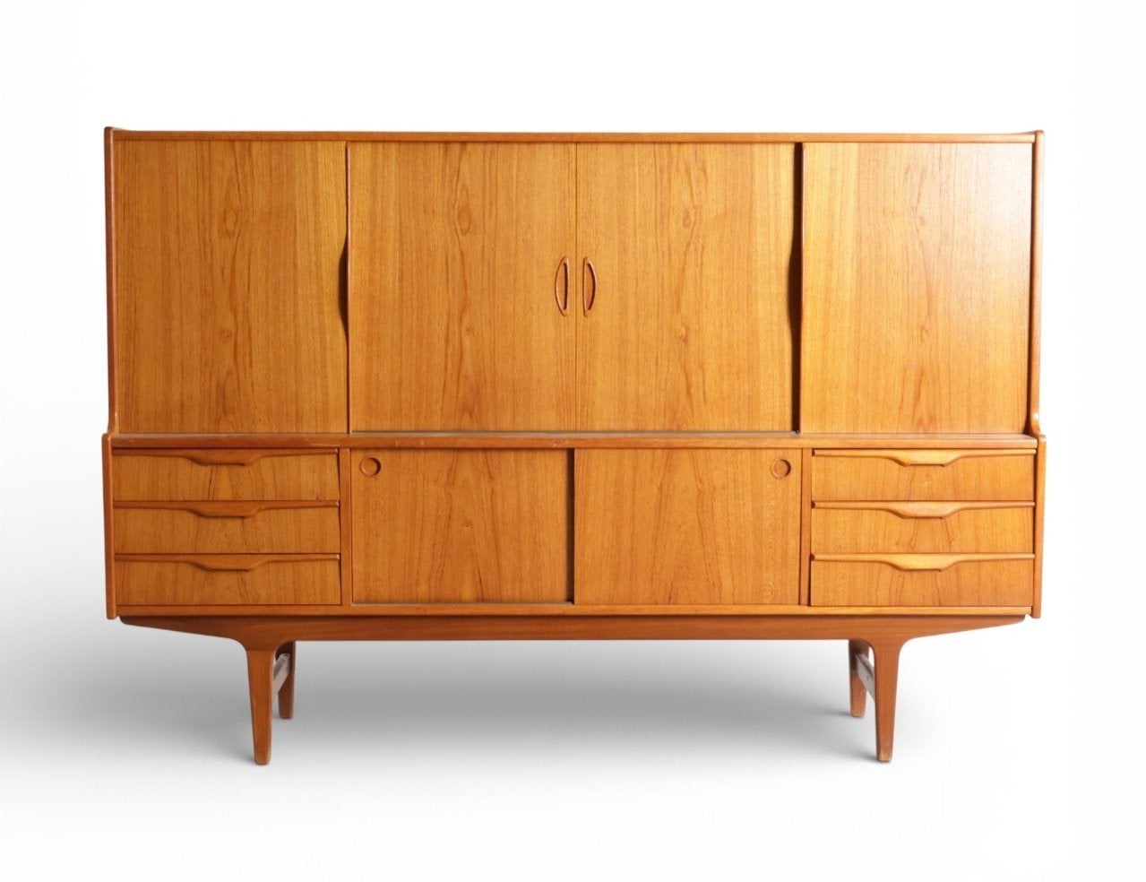 Prachtig Deens teak highboard | Mid-Century Modern | Jaren ', Teakhout, 150 tot 200 cm, Vintage, Met lade(s)