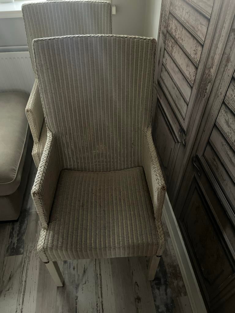 4 Witte Lloyd Loomstoelen - Gebruikt, Gebruikt, Wit, Riet of Rotan, Ophalen of Verzenden