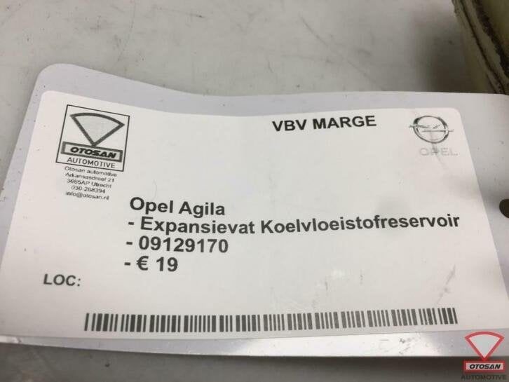 opel agila koelvloeistof reservoir expansievat 09129170, Gebruikt, Opel Automobile GmbH, Ophalen of Verzenden, Kontakt@opel-infoservice.de