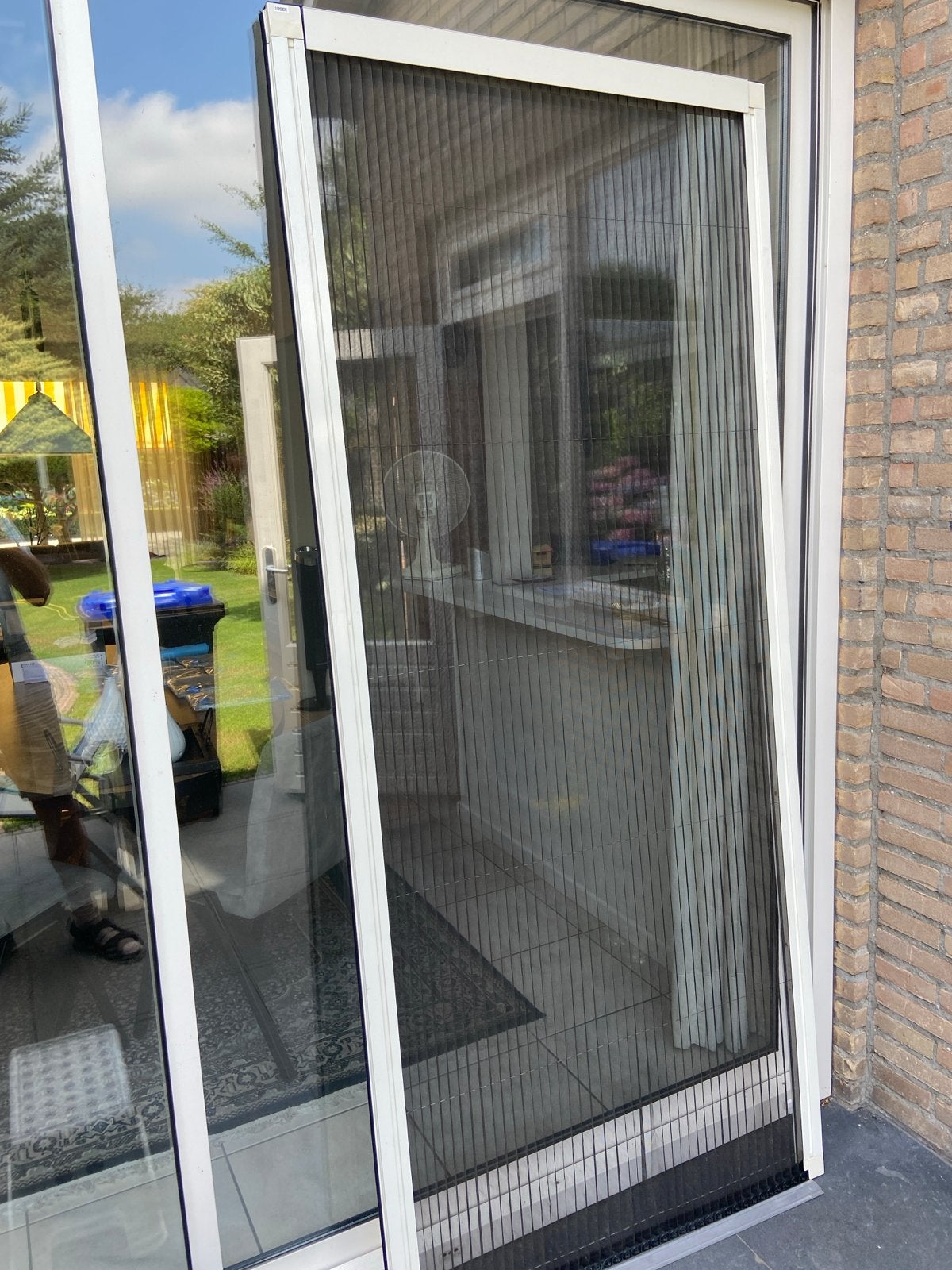 Schuifhordeur wit (RAL 9001) - 223x86.5cm - In te korten, Ophalen, 80 tot 100 cm, 215 cm of meer, Hordeur