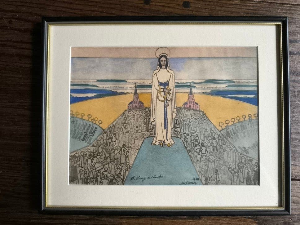 Jan Toorop - St. Vierge de Lourdes (Aquarel, 36x28 cm), Ophalen of Verzenden
