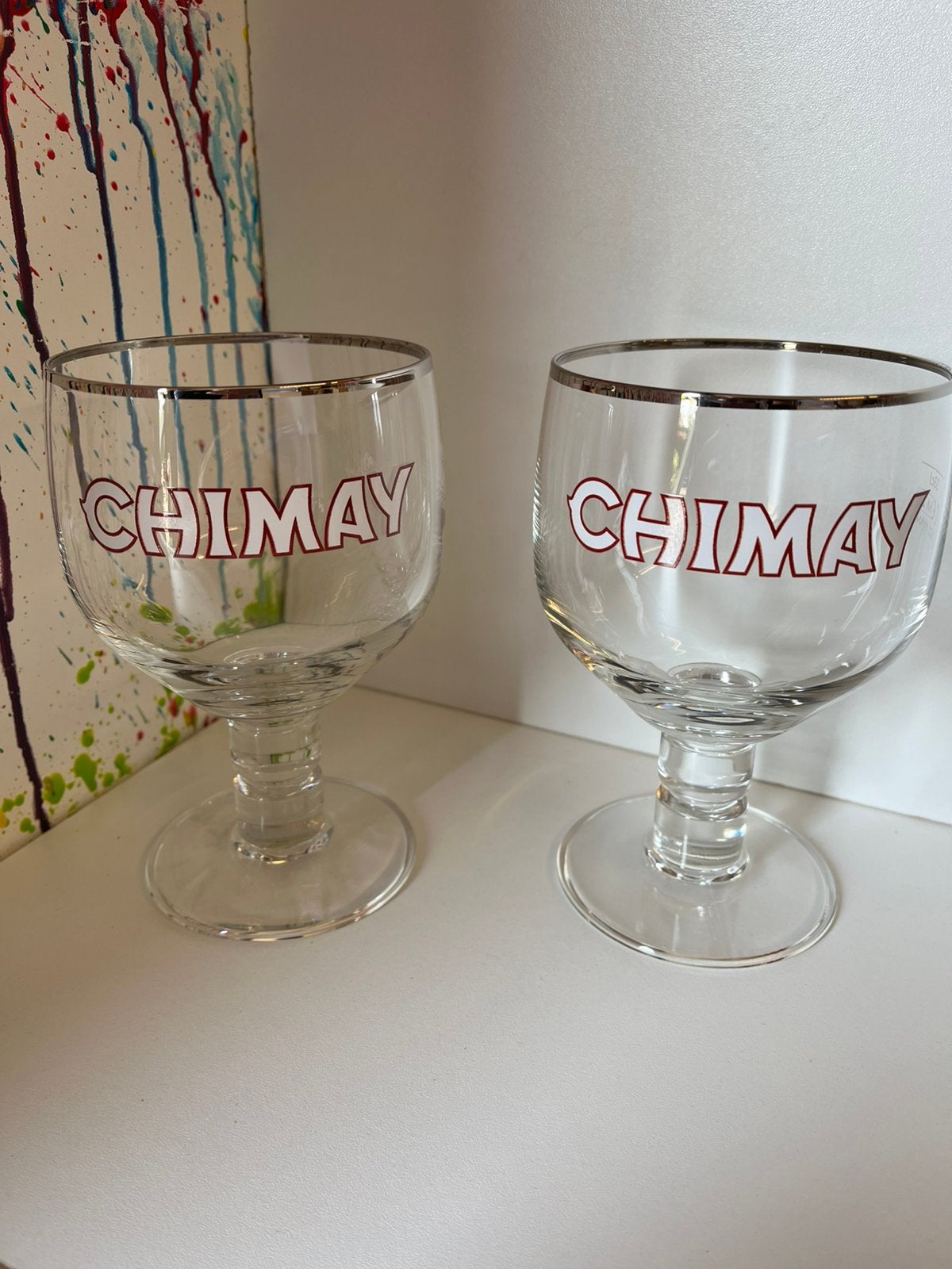 Chimay bierglazen set van 2 glazen, Verzamelen, Ophalen of Verzenden, Nieuw, Glas of Glazen, Overige merken