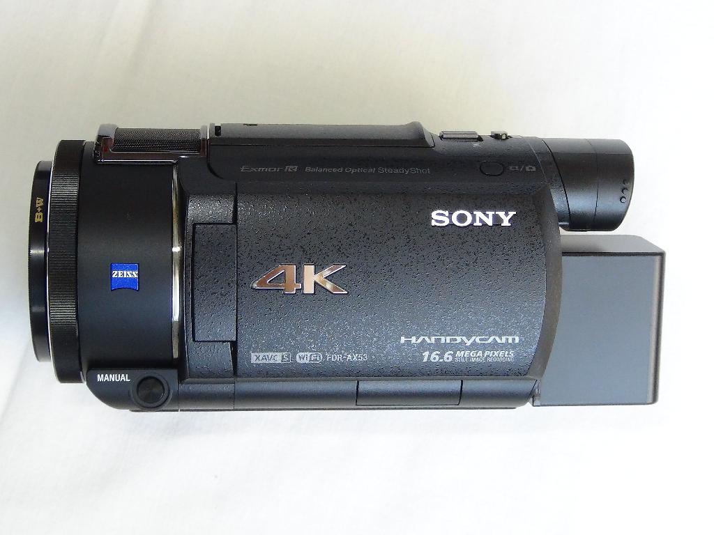 Sony FDR-AX53, ZGAN, 2xaccu, opladr, 64GB SDXC, Tas,UV filtr, Full HD, 20x of meer, Ophalen of Verzenden, Zo goed als nieuw