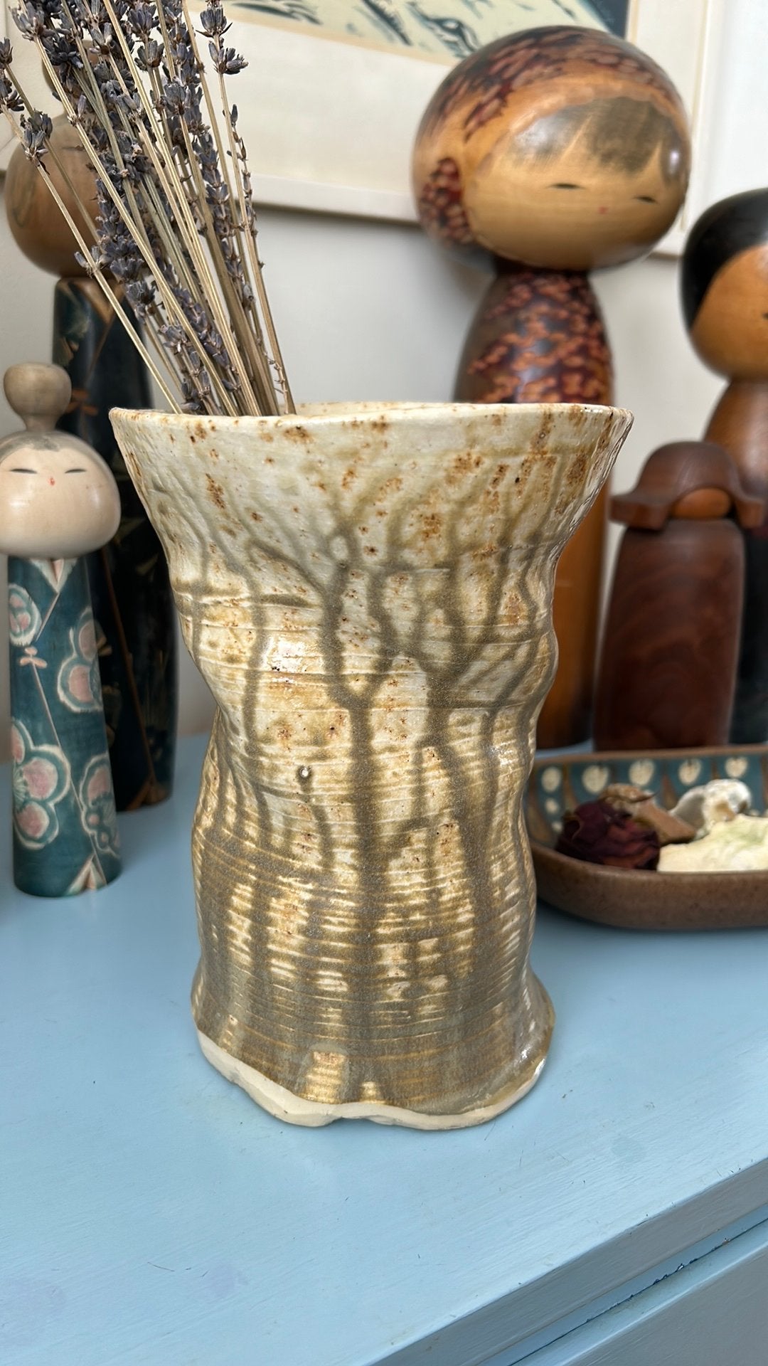 Handgemaakte studio pottery organische vaas wabisabi, Overige kleuren, Aardewerk of Porselein, Ophalen of Verzenden, Zo goed als nieuw