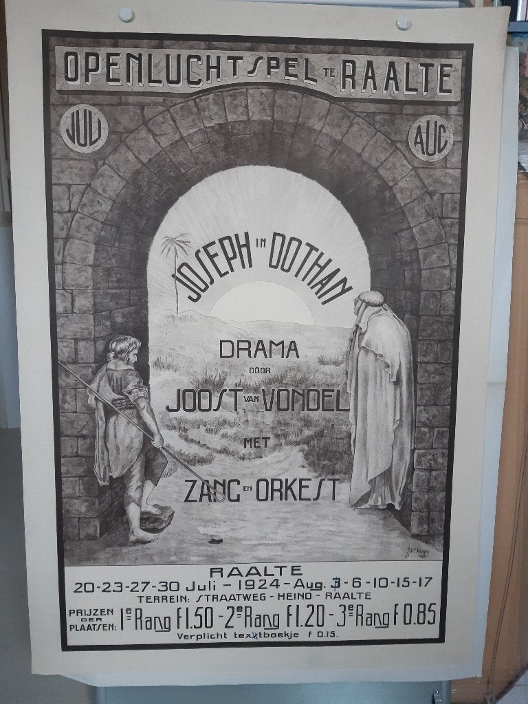 Originele poster Openluchtspel Raalte Joseph en Dothan 1924!, Verzamelen, Rechthoekig Staand, Ophalen of Verzenden, Zo goed als nieuw