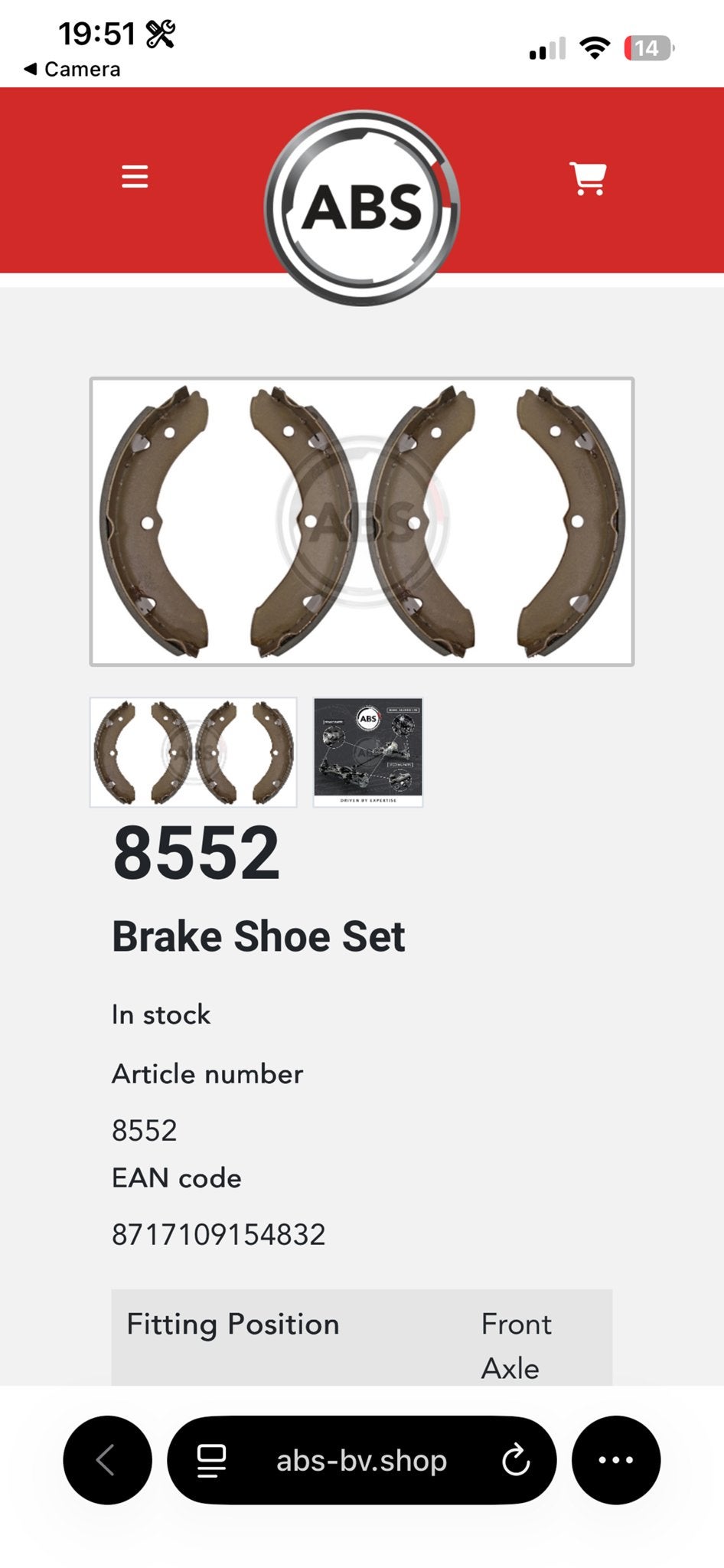 Remschoenen set voor Toyota Land Cruiser - ABS 8552, Ophalen of Verzenden, Nieuw, Toyota