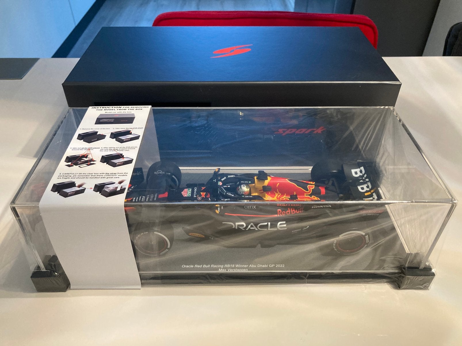 Max Verstappen rb18 winner Abu Dhabi gp 2022 spark 1/18, Ophalen of Verzenden, Nieuw, Formule 1