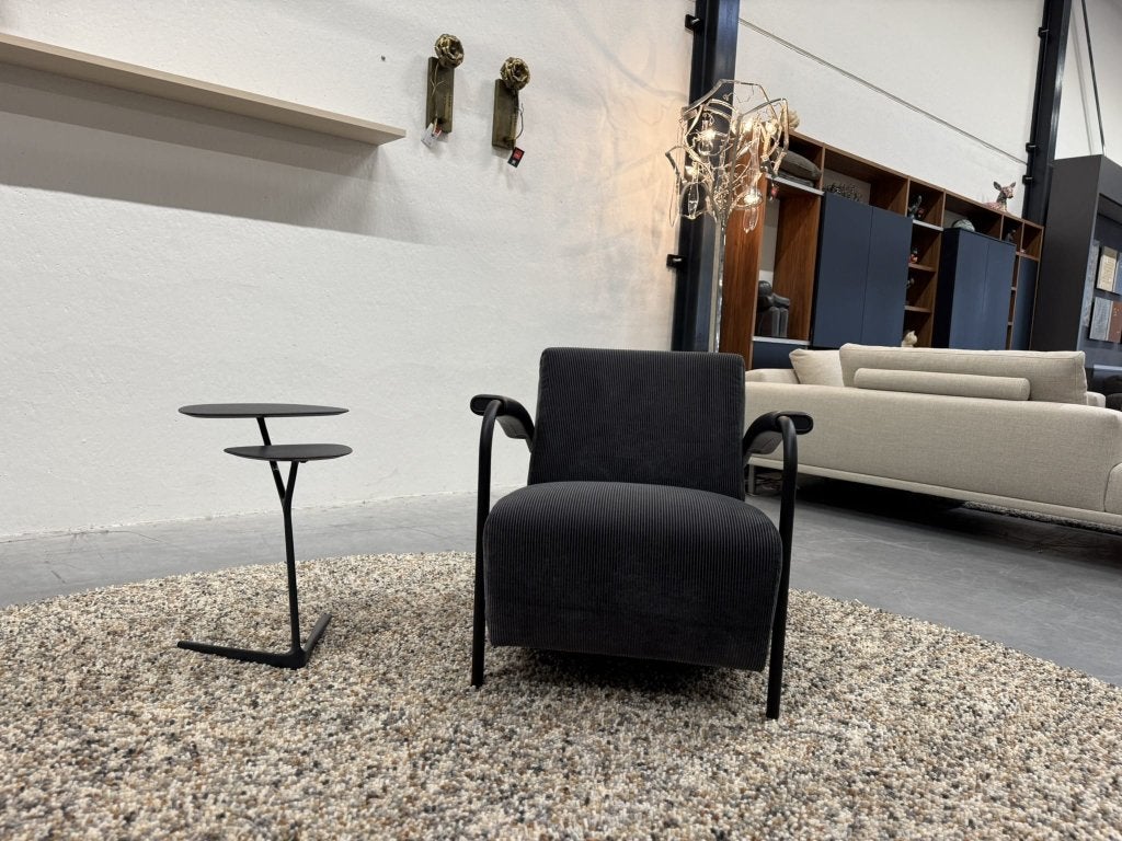 Nieuw Leolux Scylla Fauteuil zwart stof design stoel, Leolux, Info@leolux.nl, Minder dan 75 cm, Nieuw