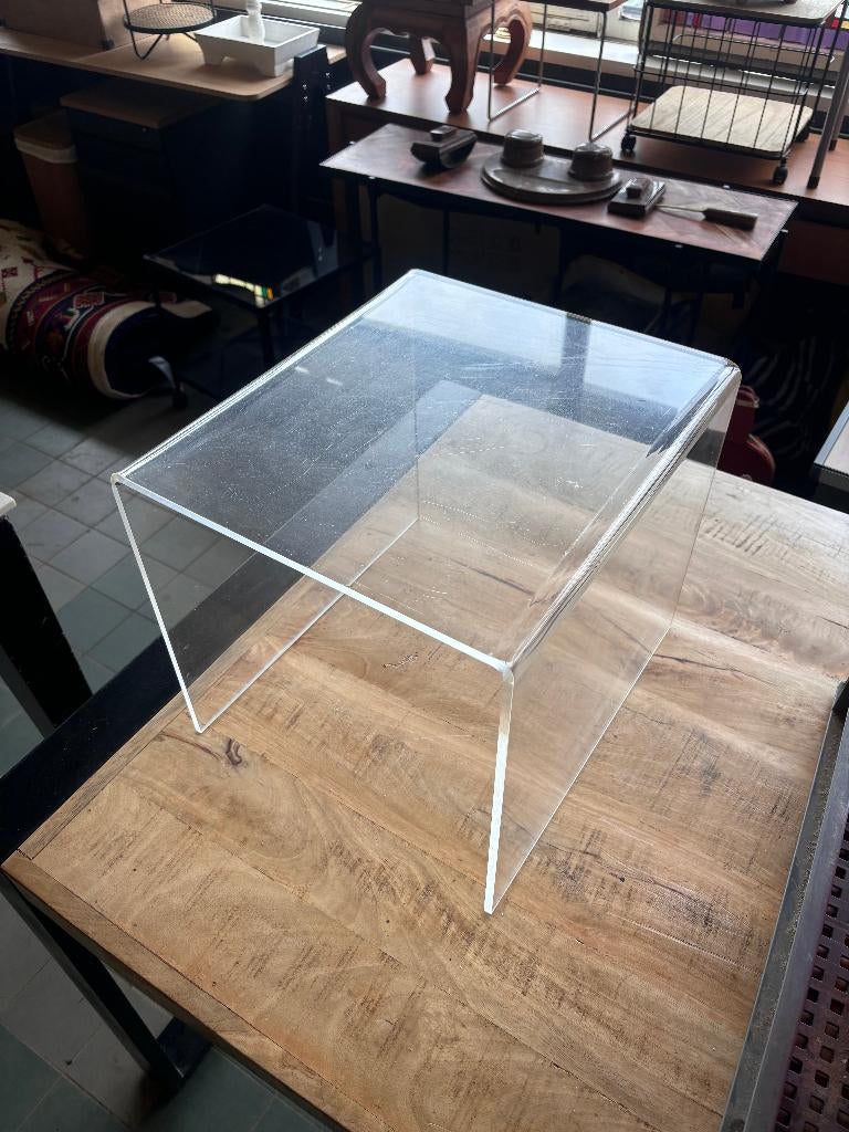 Vintage Plexiglas BIJZETTAFEL - MINIMALISTISCH, Ophalen, Kunststof, Gebruikt, Transparant