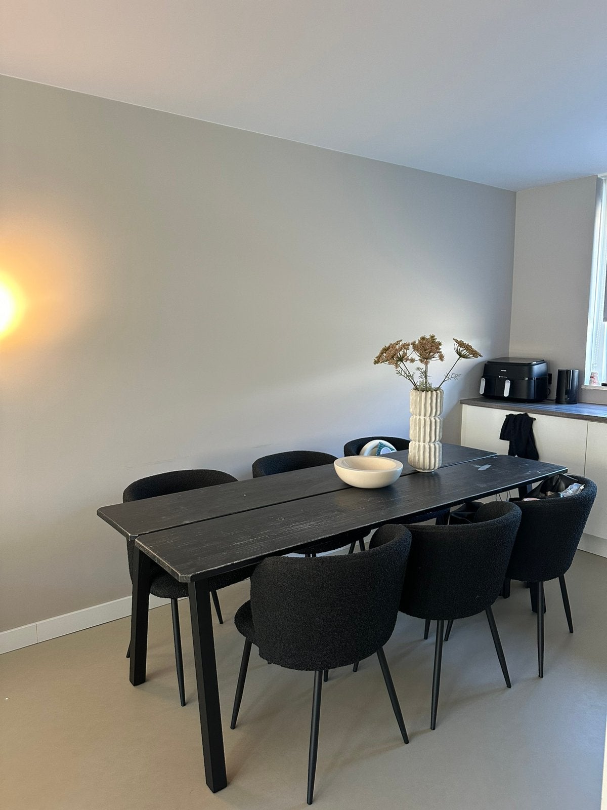 Woood Triompf Eettafel Matzwart Blad Zwart Metalen Poten, Huis en Inrichting, Tafels | Eettafels, Ophalen, Gebruikt, 200 cm of meer