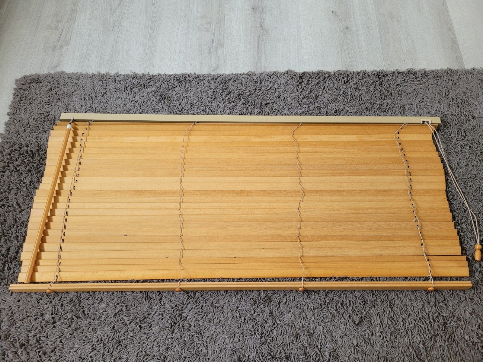 Houten horizontale jaloezieën/lamellen 120x55, Ophalen, Jaloezie, 120 cm, Gebruikt