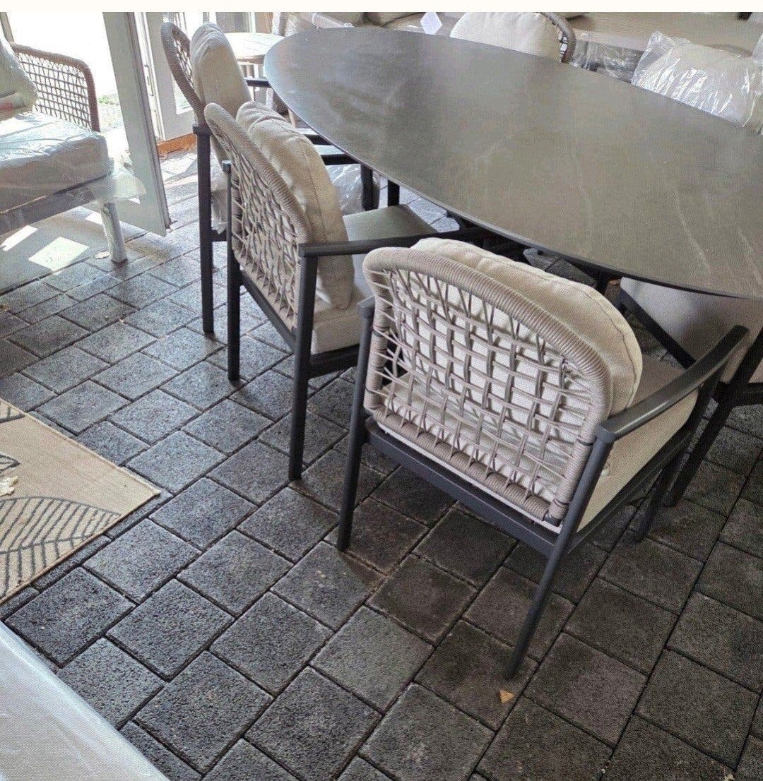 GARDEN IMPRESSIONS DININGSET OVALE 230x115cm Keramiek blad, Ophalen, Nieuw