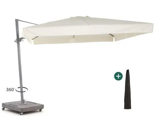 Foto 3 van Parasol 3x3 Taupe + wit frame  + voet en bescherhoes