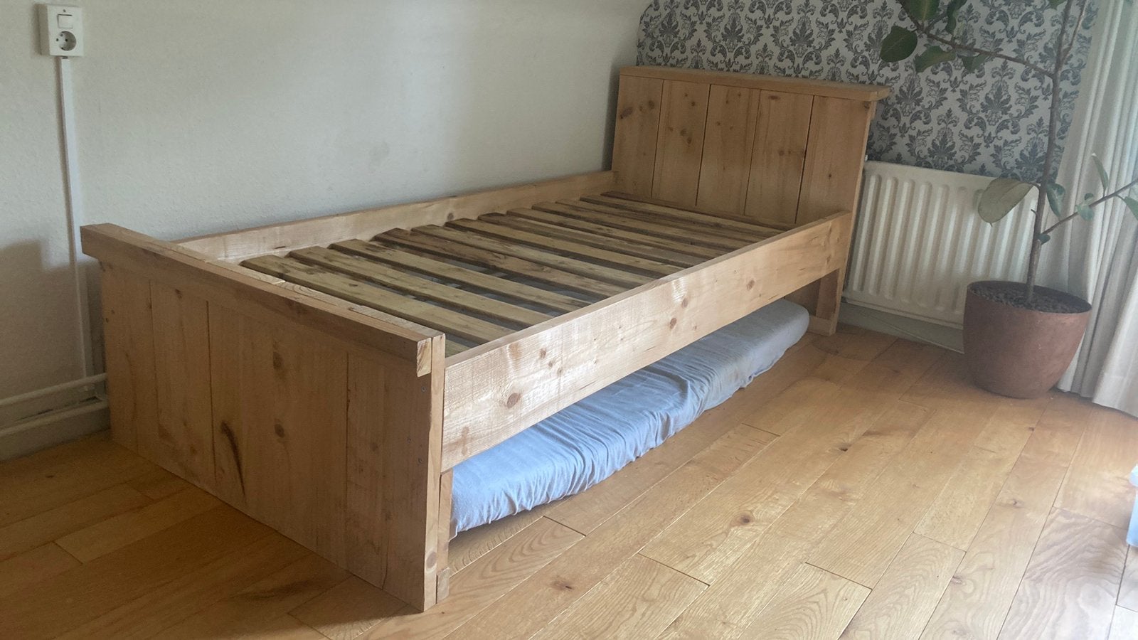 Steigerhouten eenpersoons bed te koop, Ophalen, 210 cm, Steigerhout, 100 cm