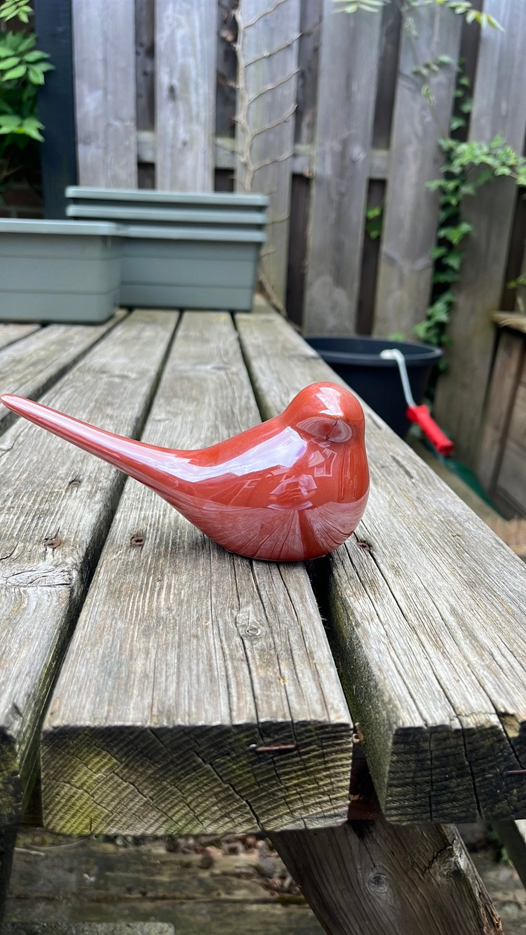 Vogel beeldje, Huis en Inrichting, Woonaccessoires | Overige, Ophalen, Zo goed als nieuw, Rood, Metaal