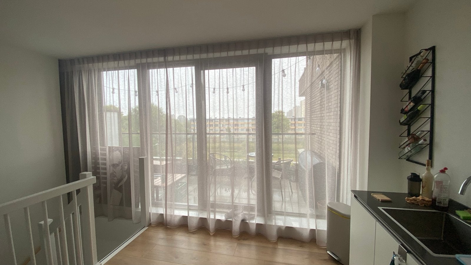 Twee sets linnenkleurige voile gordijnen, rook- diervrij, Ophalen, Beige, Vitrage, Overige materialen