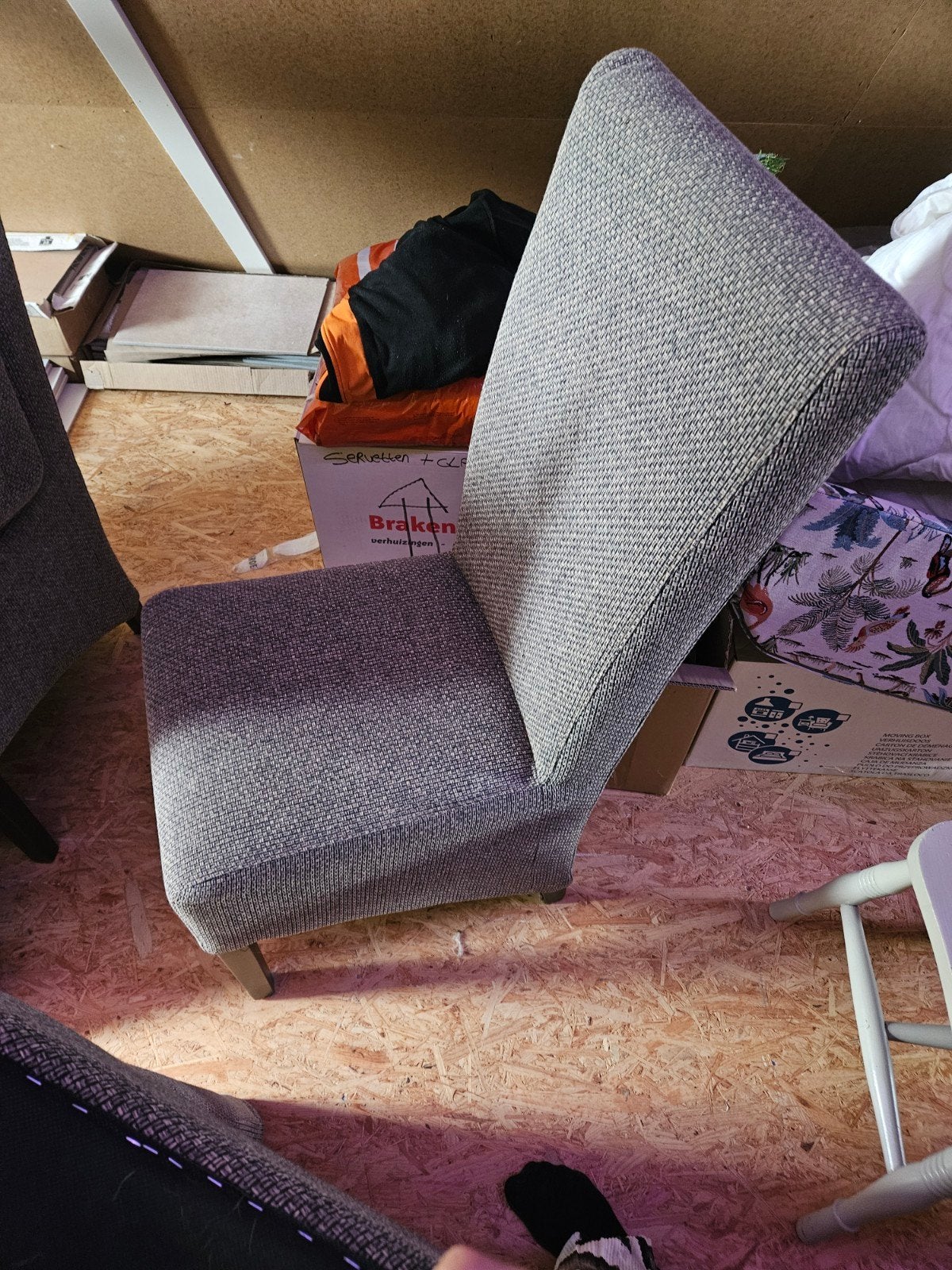 6 Pronto Wonen stoelen: 2 leer, 4 stof, Ophalen, Gebruikt, Bruin, Vijf, Zes of meer stoelen
