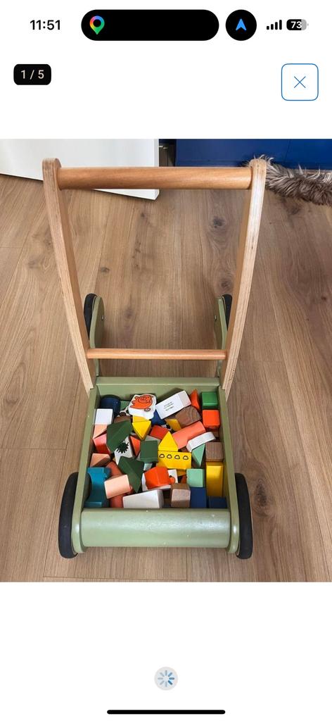 Bandits & angels  houten loopwagentje en houten blokken, Ophalen of Verzenden, Zo goed als nieuw