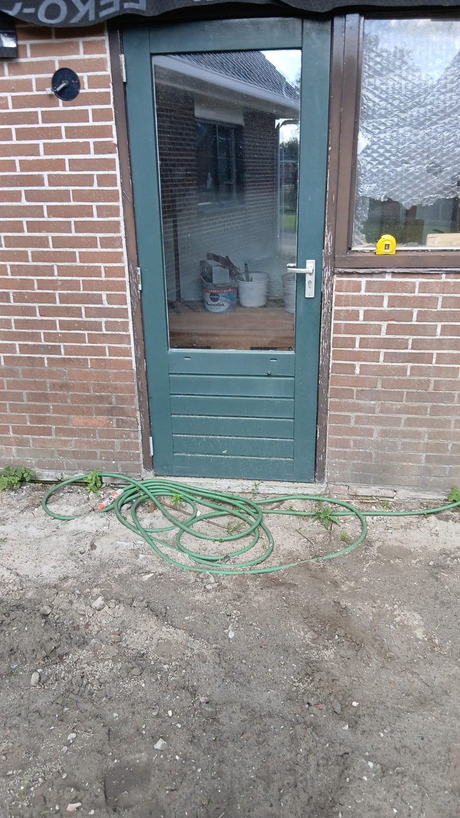 Hardhouten buitendeur, Gebruikt, Deurkozijn, 150 tot 225 cm, Inclusief glas