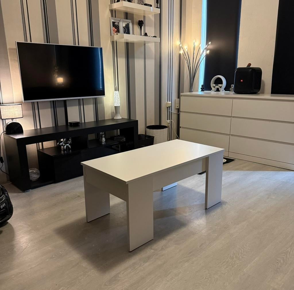 Salontafel Wit Uitklapbaar, Huis en Inrichting, Bureaus, Ophalen, Zo goed als nieuw