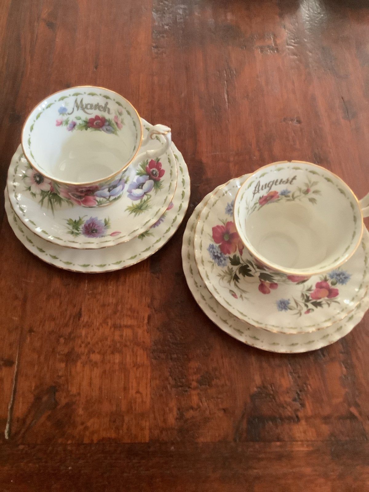 Royal Albert Maandbloem Kop en Schotel - Maart & Augustus, Ophalen of Verzenden