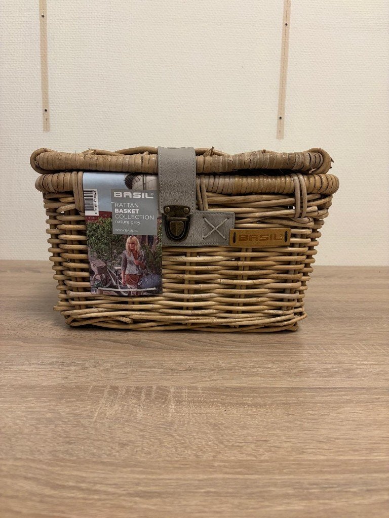 Basil Denton Fietsmand S - Voor - Rotan - Grijs - Small, Info@basil.nl, Basil, Basil, Nieuw