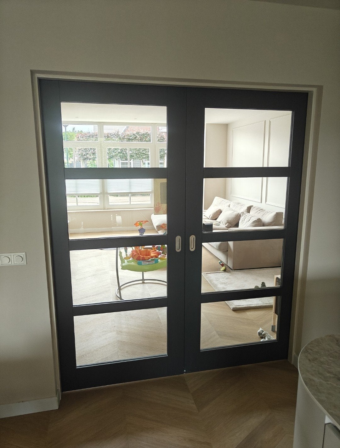 Antraciet ensuite deuren 211,5x93,0cm met komgrepen, Ophalen, Gebruikt, 80 tot 100 cm, Binnendeur