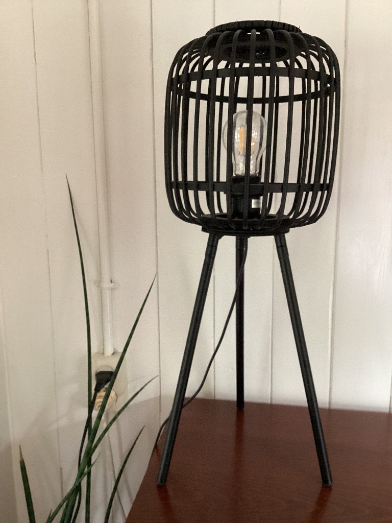 Lamp, stalamp zwart, Huis en Inrichting, Lampen | Vloerlampen, Ophalen, Zo goed als nieuw, Hout, Minder dan 100 cm