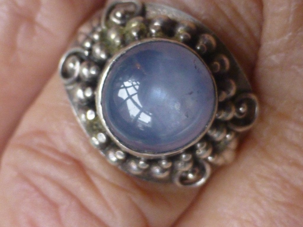Antieke Zilveren Ring met blauwe Ster Saffier, Sieraden, Tassen en Uiterlijk, Ophalen of Verzenden, Zilver, Ring, Met edelsteen