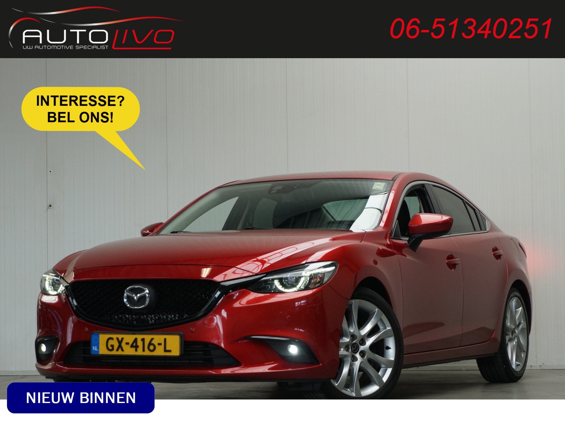Mazda 6 2.2D SkyActiv-D 150 Skylease GT NL AUTO! LEER BOSE A, Auto's, Mazda, Dealer onderhouden, 730 kg, Gebruikt, 4 cilinders
