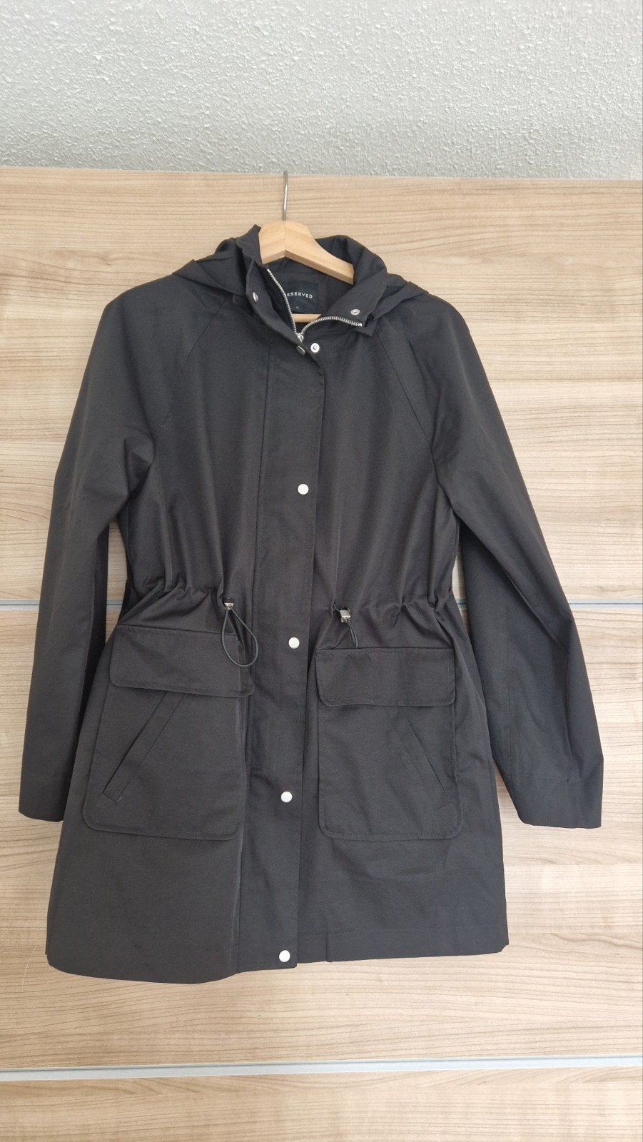 Zwarte Reserved parka jas met capuchon - Maat XS, Verzenden, Zwart, Zo goed als nieuw, Maat 34 (XS) of kleiner