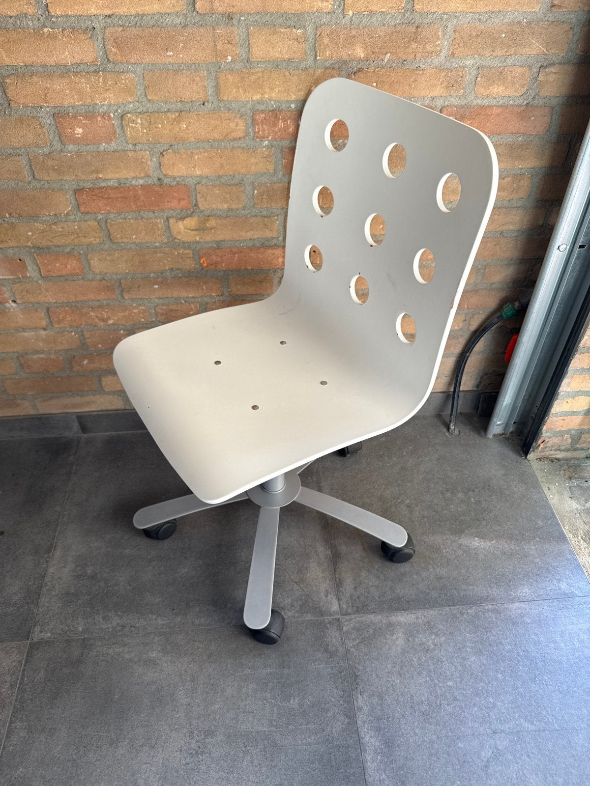 IKEA Witte bureaustoel met wieltjes, Ophalen of Verzenden, Gebruikt, Wit, Bureaustoel