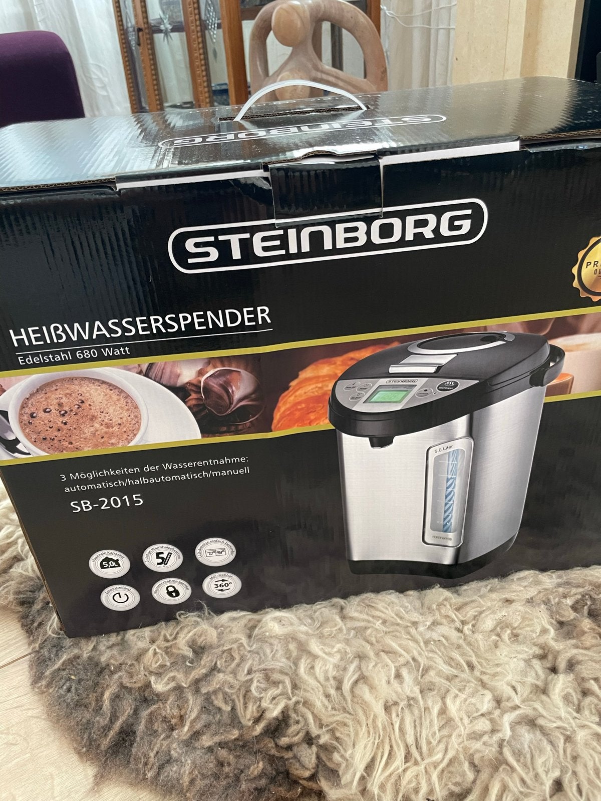 Steinborg heetwater dispenser 5.0 Ltr. - nieuw, 2 liter of meer, Ophalen of Verzenden, Nieuw, Rvs