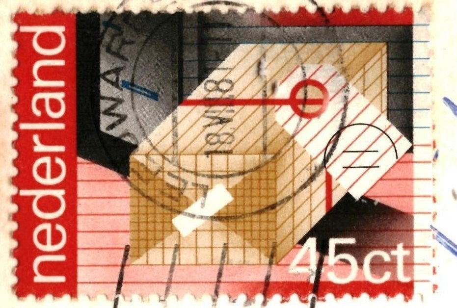 42709 Ameland 181 Jubileumpostzegels PTT, 100 jr Pakketpost, Ophalen of Verzenden, 1980 tot heden, Gelopen, Waddeneilanden