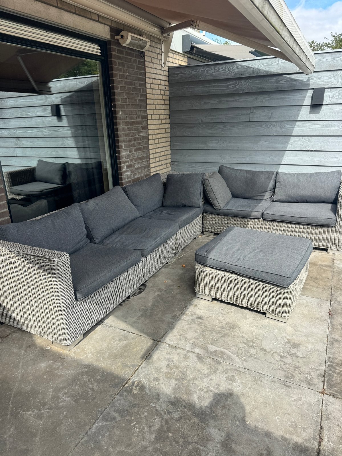 Intratuin wicker loungeset compleet 5-delig, Tuin en Terras, Ophalen, Zo goed als nieuw, Wicker, Bank