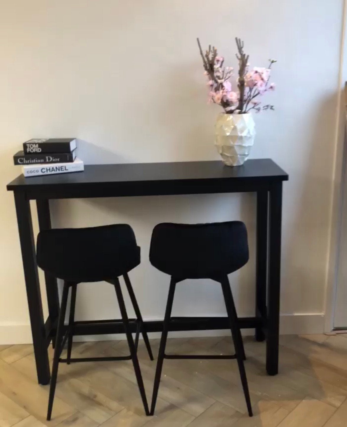Bartafel met 2 stoelen (velvet), 2 krukken, Ophalen of Verzenden, Zo goed als nieuw, 60 tot 90 cm