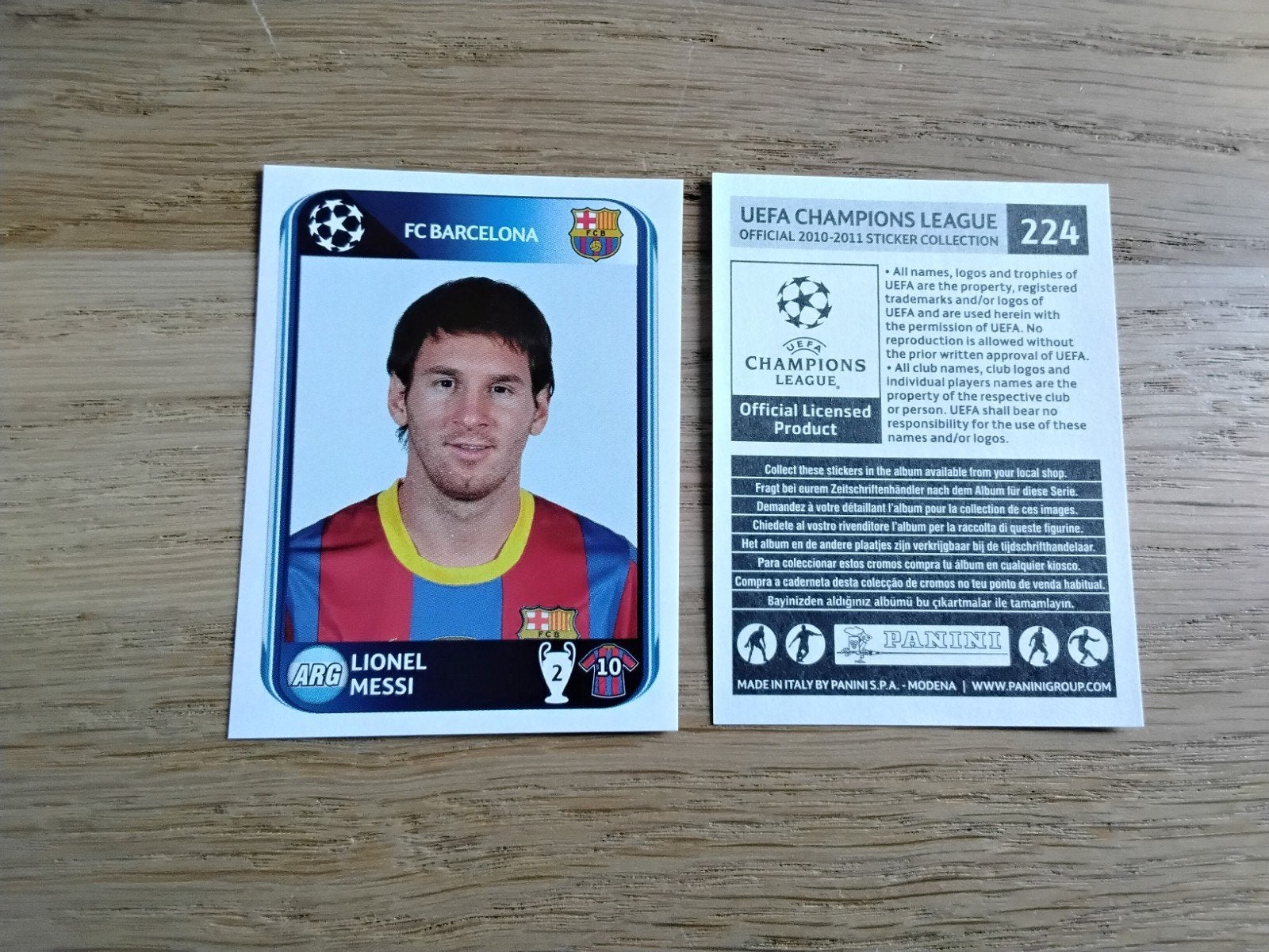 Lionel Messi Panini Sticker UEFA Champions League 2010-2011, Verzamelen, Ophalen of Verzenden, Zo goed als nieuw, Buitenlandse clubs