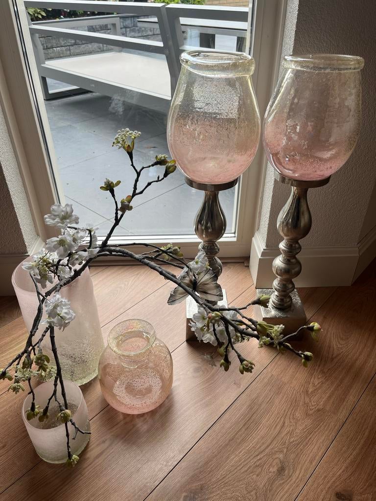 Prachtige woonaccessoires: vazen, kandelaars en kunstbloemen, Huis en Inrichting, Ophalen, Zo goed als nieuw
