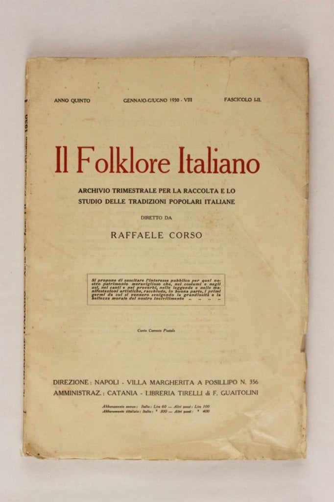 Il Folklore Italiano – Anno Quinto (1930), Boeken, Ophalen of Verzenden, Overige onderwerpen, Gelezen, Anno Quinto